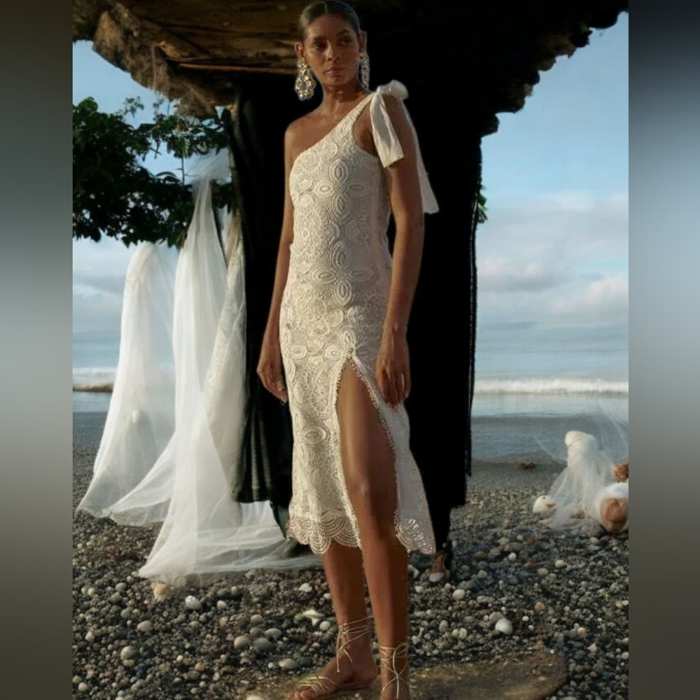 WAIMARI Manglar White Lace Maxi Dress S Resort Wear Bridal Shower Bachelorette - Picture 4 of 16